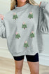 Sequin Tree Graphic Mock Neck Baggy Pullover Sweatshirt