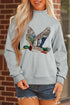 Western Mallard Duck Printed Graphic Baggy Mock Neck Sweatshirt