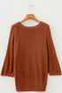 Ribbed Knit Round Neck Short Sleeve Sweater