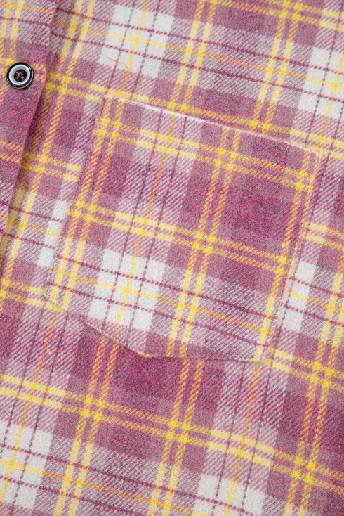 Casual Plaid Print Chest Pocket Long Sleeve Shacket