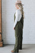 Buttoned Adjustable Strap Corduroy Bib Front Jumpsuit
