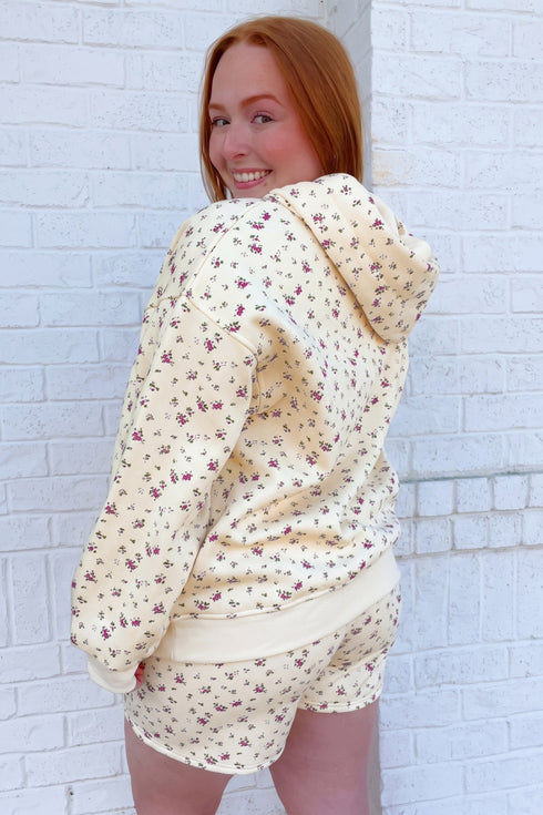 Floral Print Hooded Long Sleeve Loungewear Set