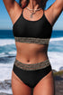 Animal Print Accent Mesh Banded Sporty Bikini Set