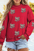 Sequin Bow Knot Graphic Mock Neck Sweatshirt