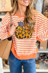 Striped Leopard Pumpkin Graphic Print Pullover Sweatshirt