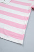 Striped Patchwork Zipper Pullover Elastic Waist Shorts Two Piece Short Set