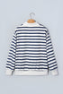 Striped Mock Neck Ribbed Cuff Hem Long Sleeve Sweatshirt