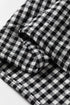 Plaid Shirred Cuff Round Neck Cotton Long Sleeve Blouse