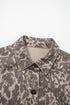 Abstract Print Long Sleeve Collar Raw Hem Denim Jacket