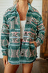 Geometric Print Button Front Long Sleeve Jacket