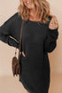 Raised Rib Knit Dolman Sleeve Shift Sweater Dress