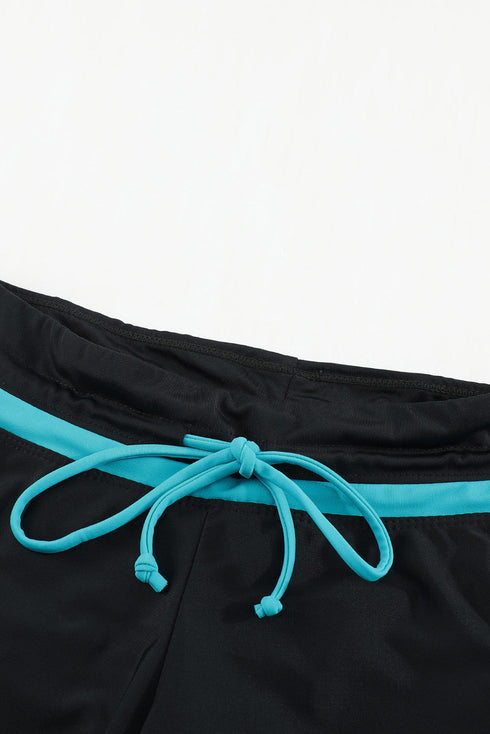 Contrast Waistband Tie Front Swim Shorts