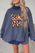 Striped Letter Print Long Sleeve Graphic Short Set