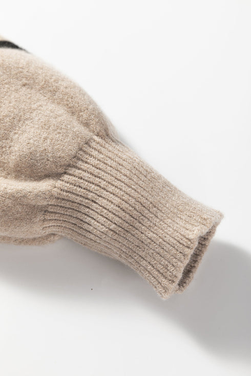 Abstract Animal Print Striped Sleeve Crew Neck Sweater