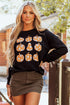 Graphic Floral Pumpkin Crew Neck Pullover Sweatshirt