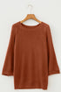 Ribbed Knit Round Neck Short Sleeve Sweater