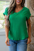 Twisted Texture Corded Knit V Neck T Shirt