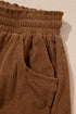 Polyester Corduroy Elastic Waist Drawstring Cargo Pants