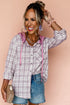 Southern Belle Checkered Plaid Loose Fit Hooded Shacket
