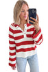 Striped V Neck Long Sleeve Shift Sweater