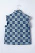 Western Checkered Ruffle Trim Button Down Denim Vest