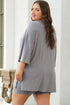 Solid Ribbed Loose Tunic Top And Slim Short Sets