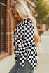 Checkered Print Flap Pocket Button Front Shacket