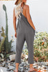 Exclusive Textured Ribbed Sleeveless V Neck Pocketed Jumpsuit