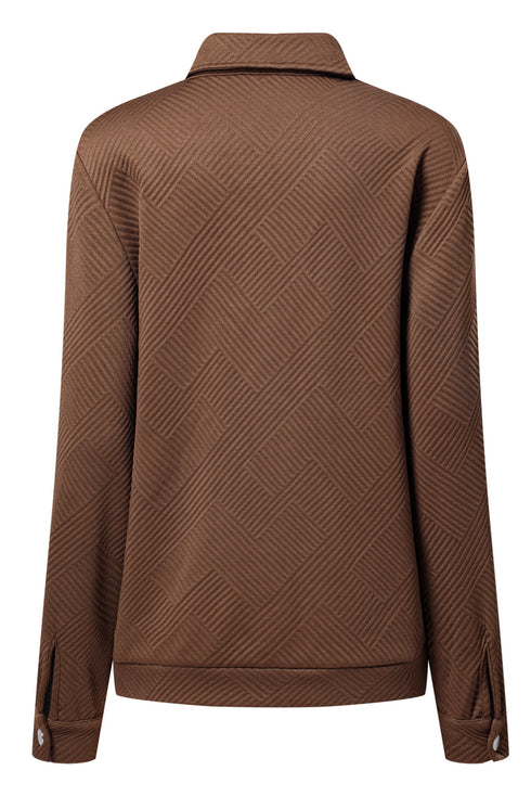 Casual Textured Flap Pocket Shirt Collar Zip Up Jackets