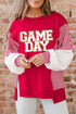 Polyester Cotton Striped Sleeve Graphic Pullover Sweatshirt