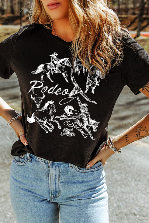 Polyester Rodeo 8 Seconds Western Graphic Tee