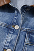 Patchwork Leather Collar Long Sleeve Denim Jacket