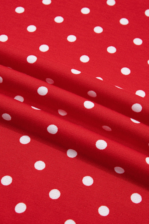 Polka Dot Drawstring Wide Leg Long Sleeve Pant Set