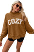 Stay Salty Embroidered Long Sleeve Mock Neck Shift Pullover Sweatshirt