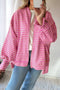 Striped Zip Up Puff Sleeve Jacket Sweatshirt