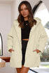 Solid Quilted Snap Button Hooded Puffer Coat