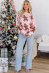Gingerbread Pattern Round Neck Long Sleeve Shift Sweater