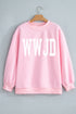 Polka Dot Letter Print Mock Neck Pullover Sweatshirt
