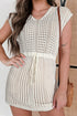 Sleeveless Hollow Out Drawstring Waist Knit Cover Up Dress