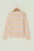 Repeated Stripe Band Crew Neck Graphic Knit Sweater