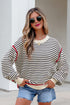 Striped Ribbed Trim Drop Shoulder Oversized Sweater