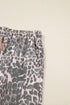 Leopard Print Raw Edge Drawstring Wide Leg Pants