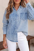 Striped Vintage Denim Panel Long Sleeve Shirt