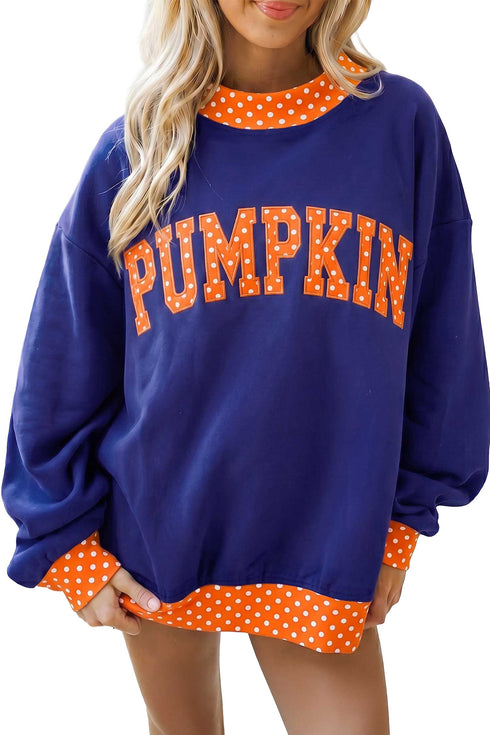 Polka Dot Letter Print Mock Neck Sweatshirt