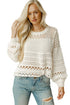 Mixed Stitch Scalloped Hem Relaxed Fit Sweater