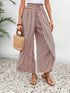 Bohemian Print Smocked High Waist Wide Leg Slit Pants