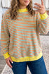 Cotton Striped Pattern High Neck Tunic Sweatshirt