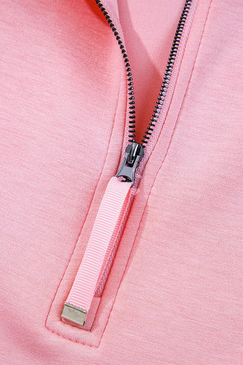 Sporty Half Zip Pullover Mini Skort Two Piece Dress