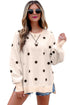 Polka Dot Loose Long Sleeve Split Hem Pullover Top