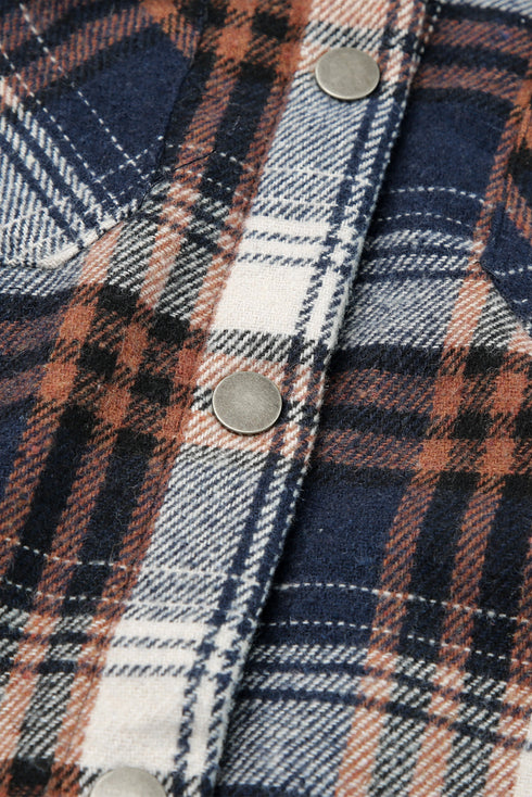 Exclusive Sherpa Fleece Lined Hooded Plaid Shacket